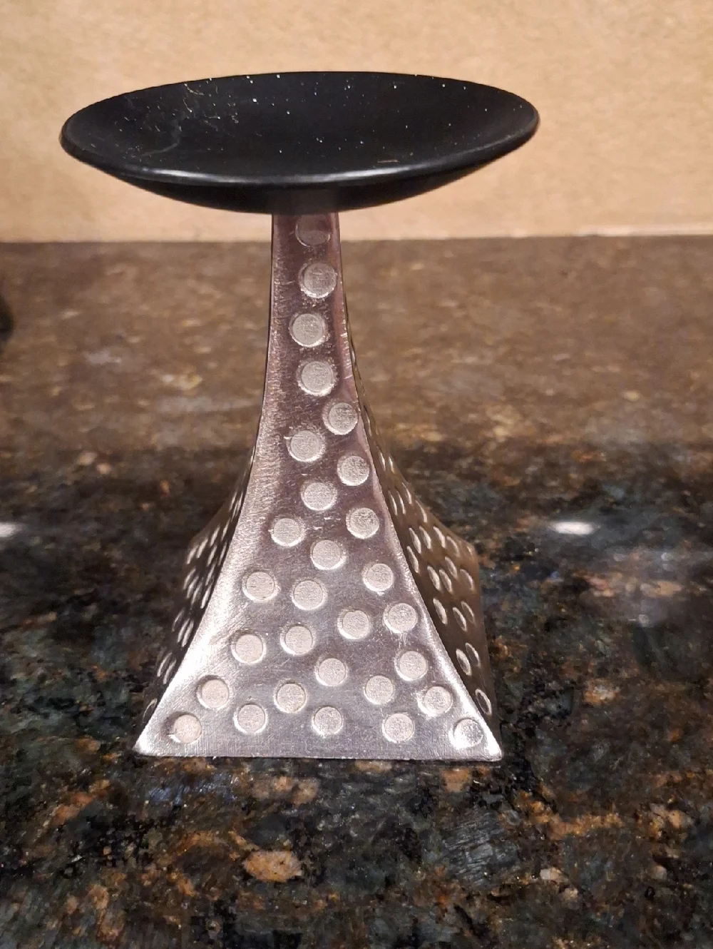 Vintage Pier 1 Metal Dot-Textured Candle Holder - Silver & Black